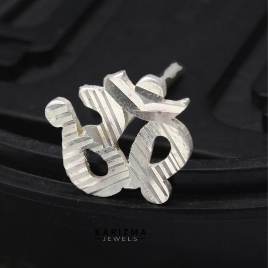 Real Sterling Silver OM Single unique trendy Stud Earring For Men