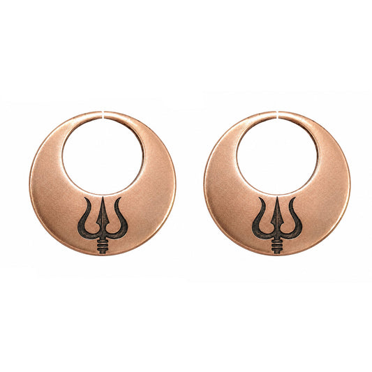 Pure Copper Nattiyan Earrings for Men & Women – Trishul Engraved Earrings