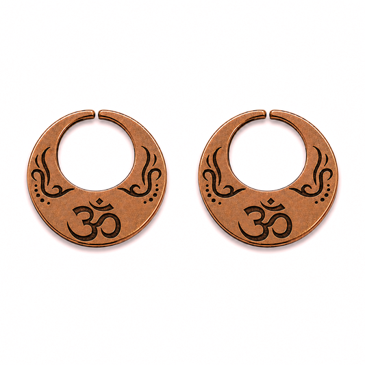 Pure Copper Nattiyan Earrings –  OM Engraved Shiva Earrings