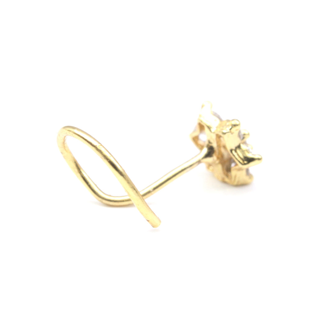 Small Star Style Nose ring White CZ Twisted nose ring 22g