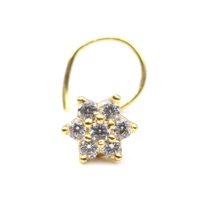 Small Star Style Nose ring White CZ Twisted nose ring 22g