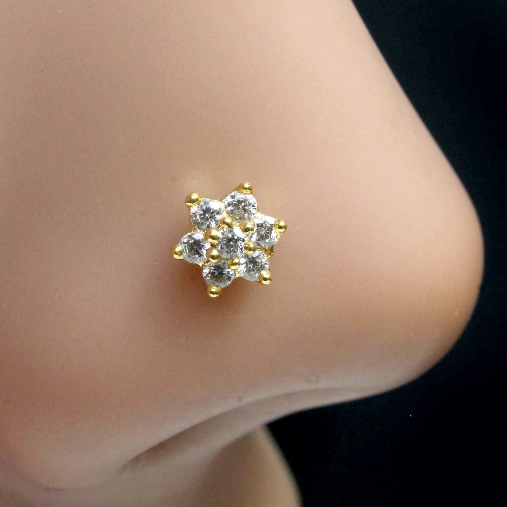 Small Star Style Nose ring White CZ Twisted nose ring 22g