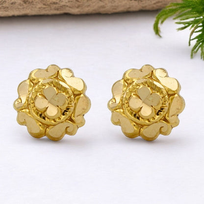 18K Real Gold Two in One women Nose pin cum Earring Gold Screw Back