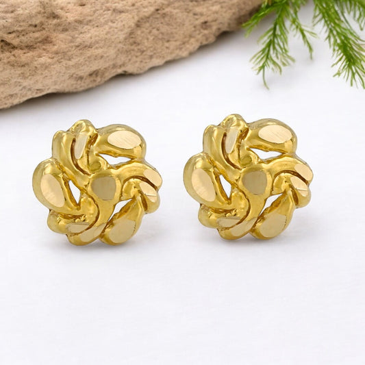 18K Real Gold Two in One women Nose pin cum Earring Gold Screw Back