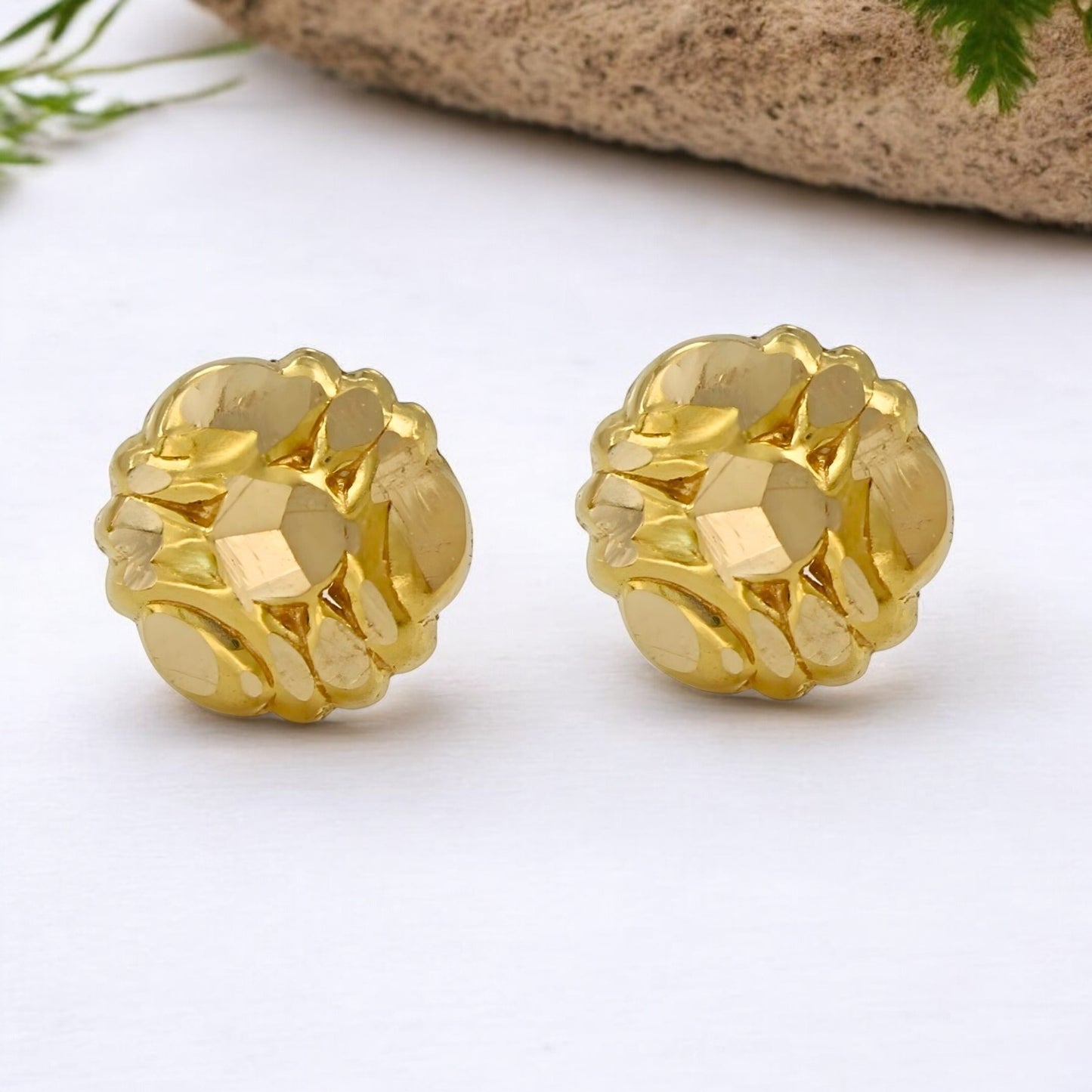 Floral 18K Real Gold Two in One women Nose pin cum Earring Gold Screw Back