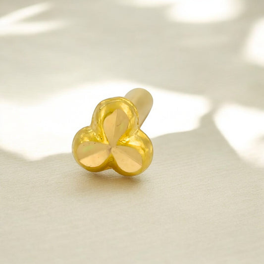 Floral Tiny 18k Real Gold Women Nose pin Push Pin