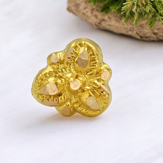 Ethnic floral 18k Real Gold Women Nose pin Push Pin