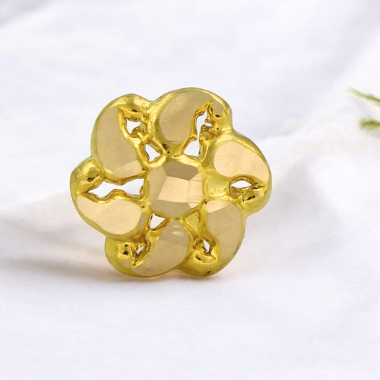 Traditional flower style 18k Real Gold Women Nose pin Push Pin