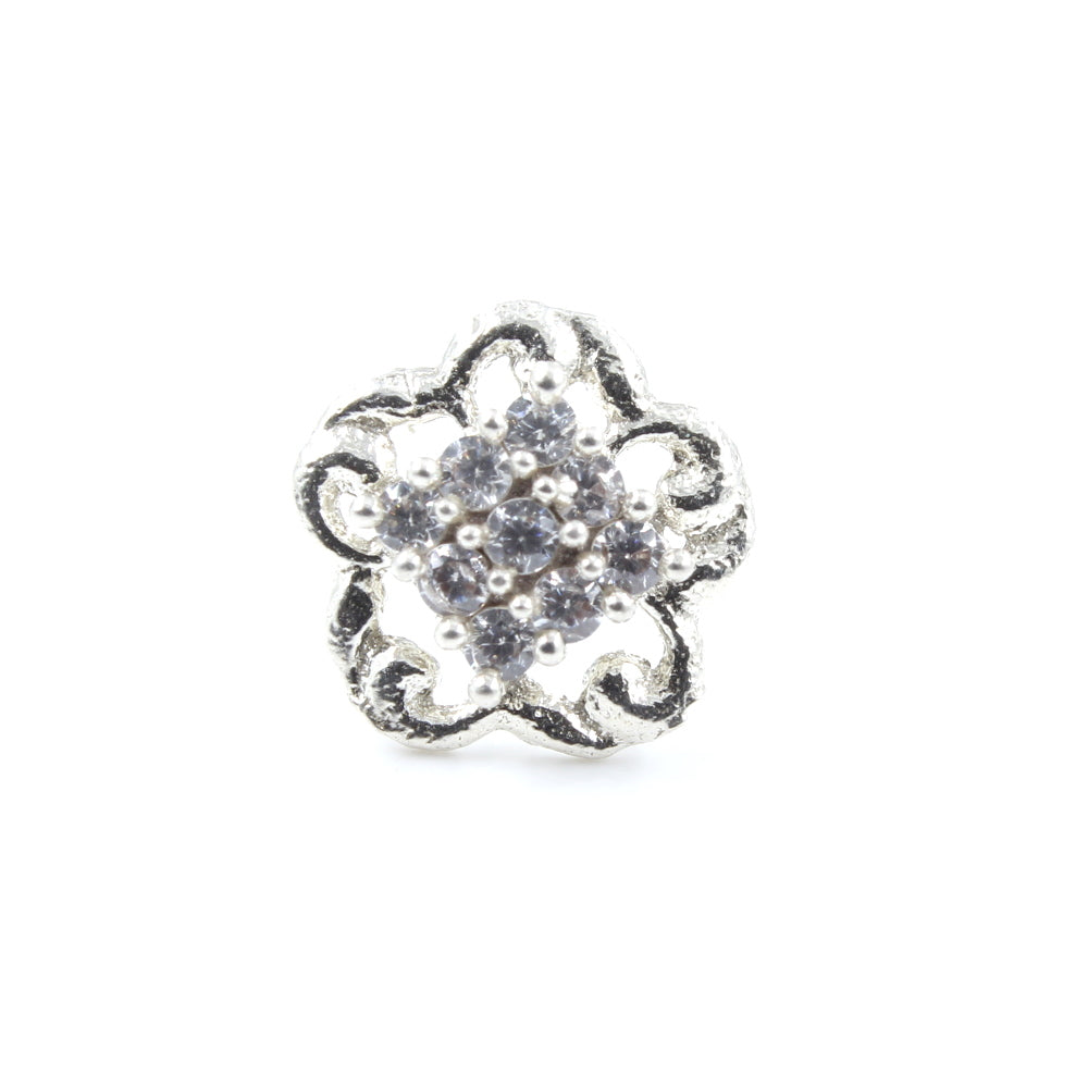 925 Sterling Silver Floral Nose Pin 