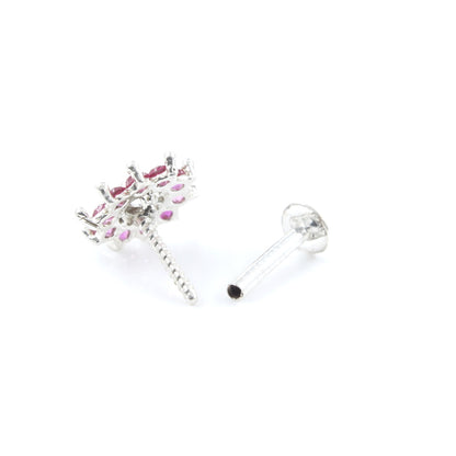 Silver Nose Pin for women with Push pin