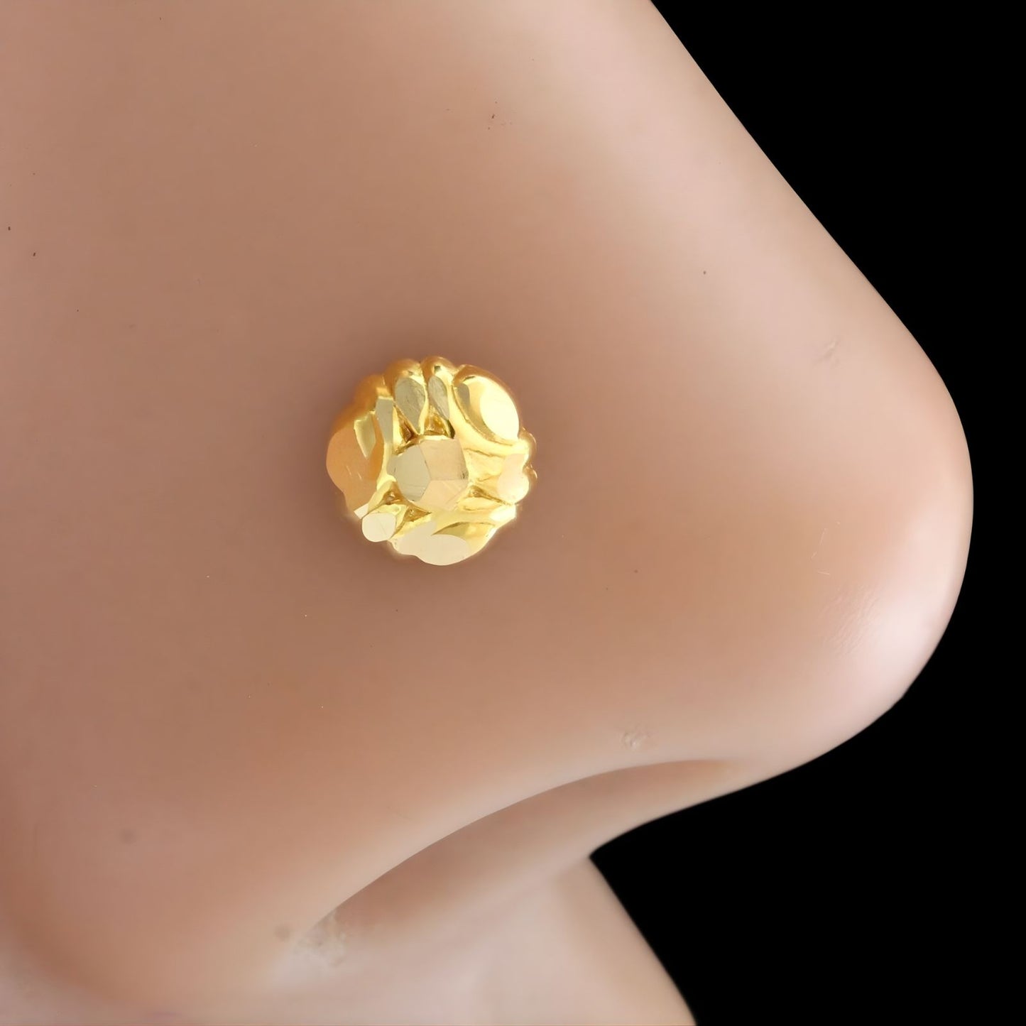 Floral 18K Real Gold Two in One women Nose pin cum Earring Gold Screw Back