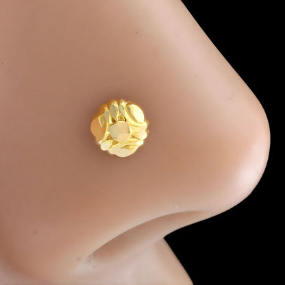 Floral 18K Real Gold Two in One women Nose pin cum Earring Gold Screw Back
