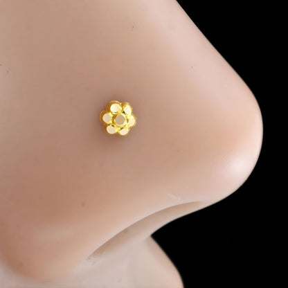 Flower style 18k Real Gold Women Nose pin Push Pin