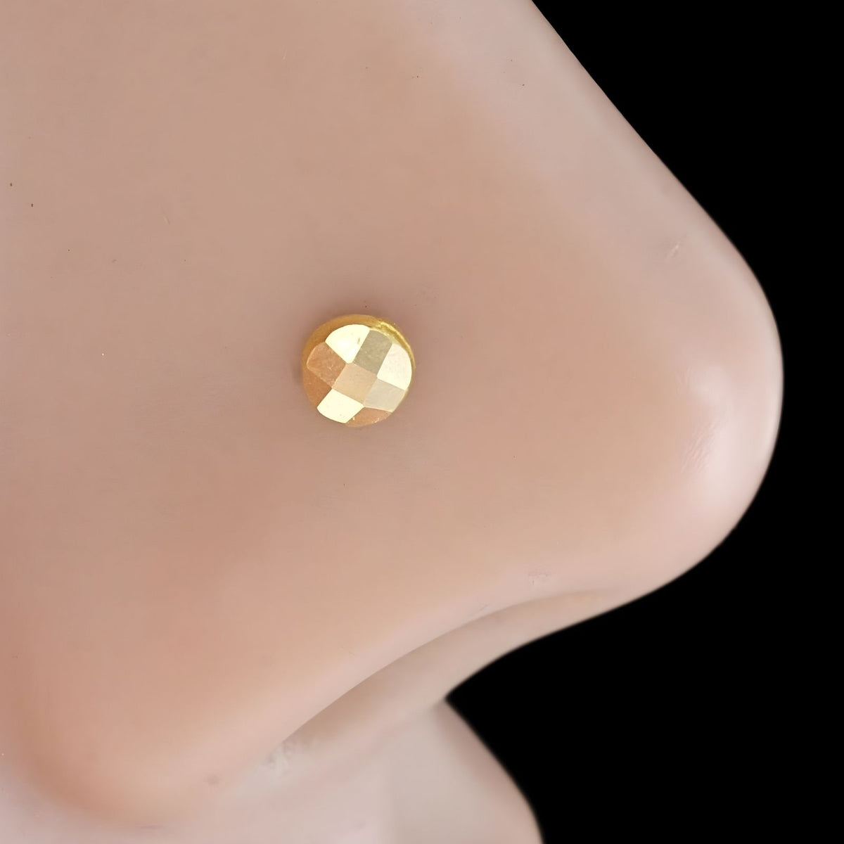 Pin Point Nose Small daily wear 18K Real Gold women Nose pin nose ring Push Pin ...