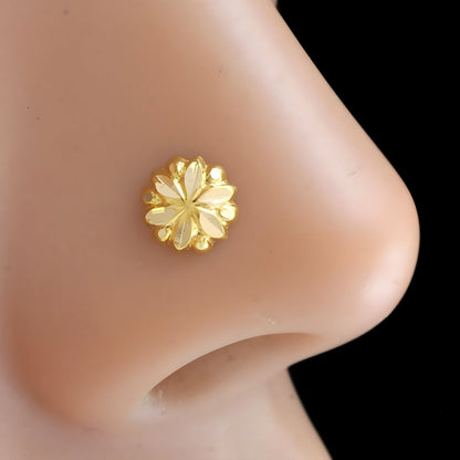 18K Real Gold Two in One women Nose pin cum Earring Gold Screw Back