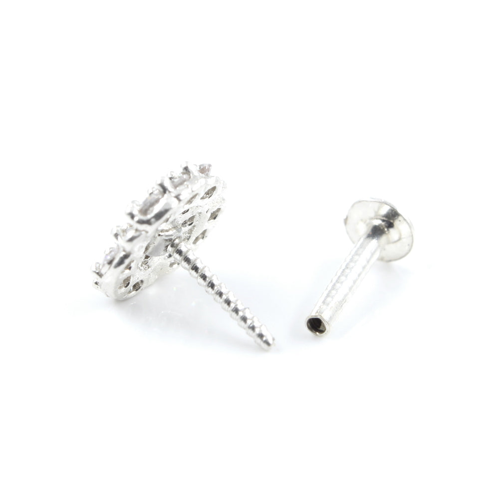 Silver Nose Pin for women with Push pin