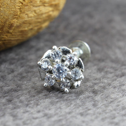 925 Sterling Silver Floral Nose Pin 