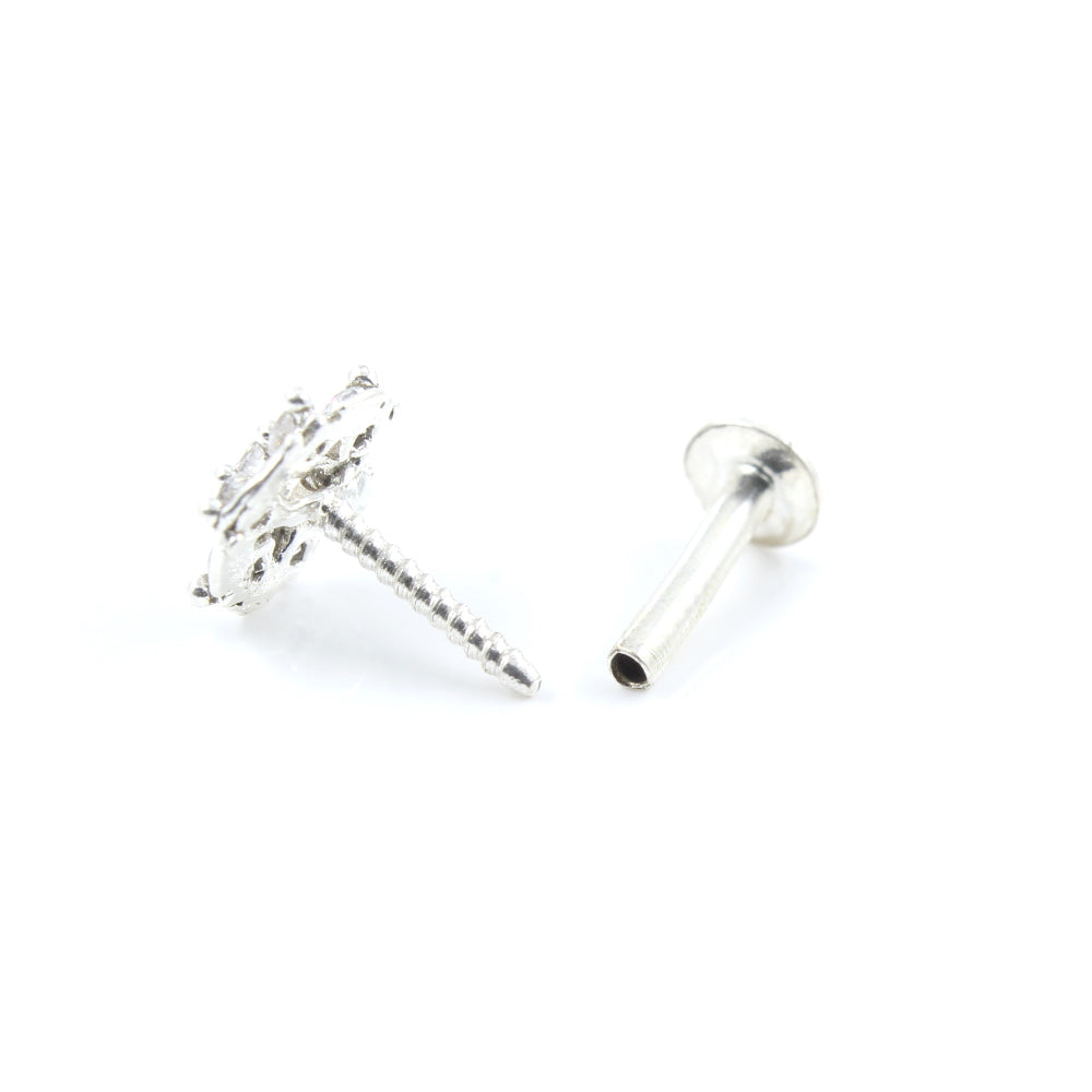 Silver Nose Pin for women with Push pin