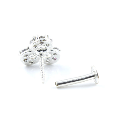 Silver Nose Pin for women with Push pin 