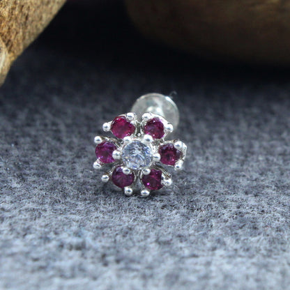 925 Sterling Silver Floral Nose Pin