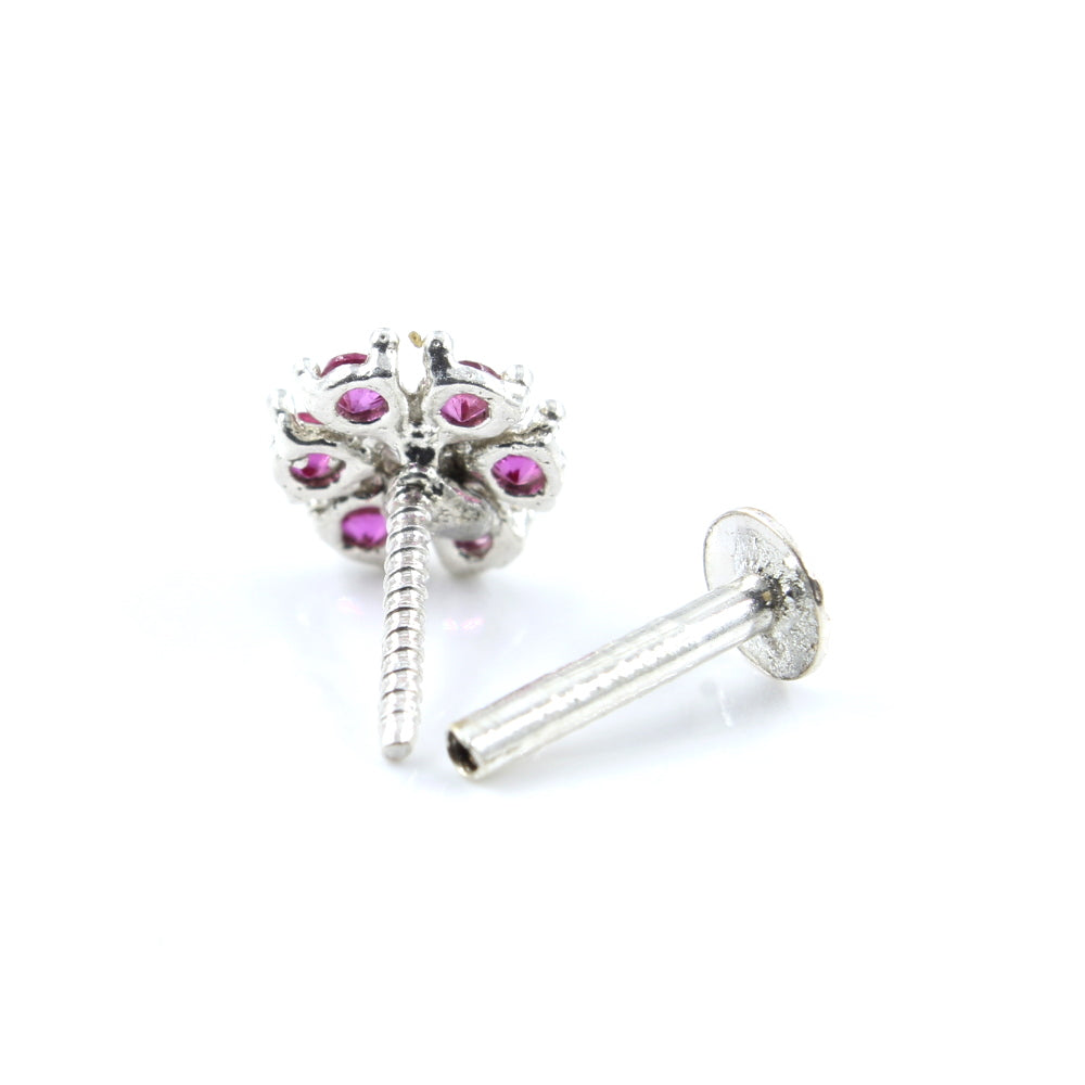 Silver Nose Pin for women with Push pin 