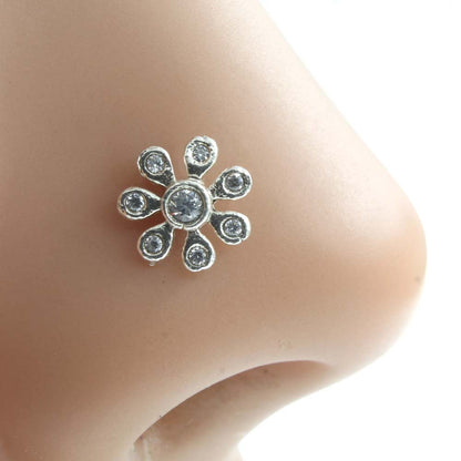 Real 925 Silver CZ Nose pin