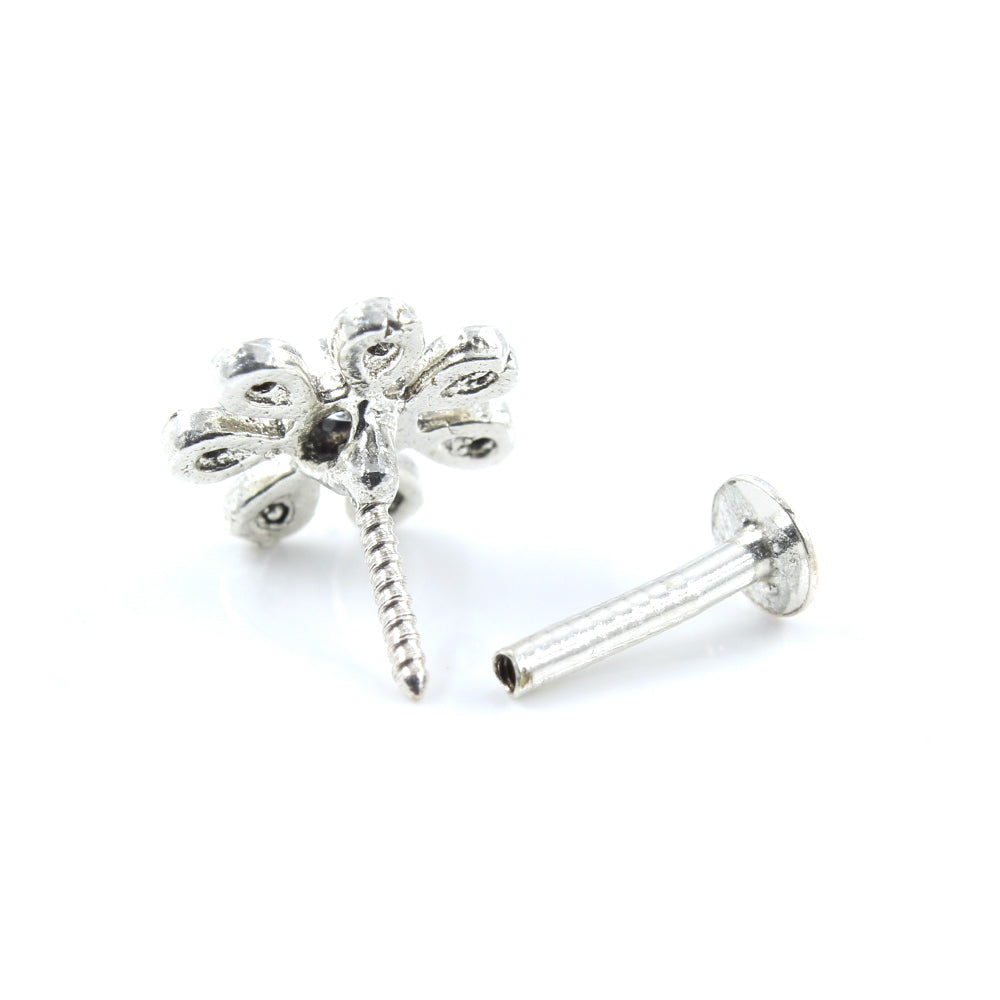 Silver Nose Pin for women with Push pin 