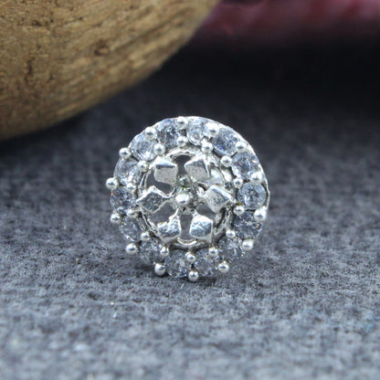 Wheel Style Real 925 Silver CZ Nose pin