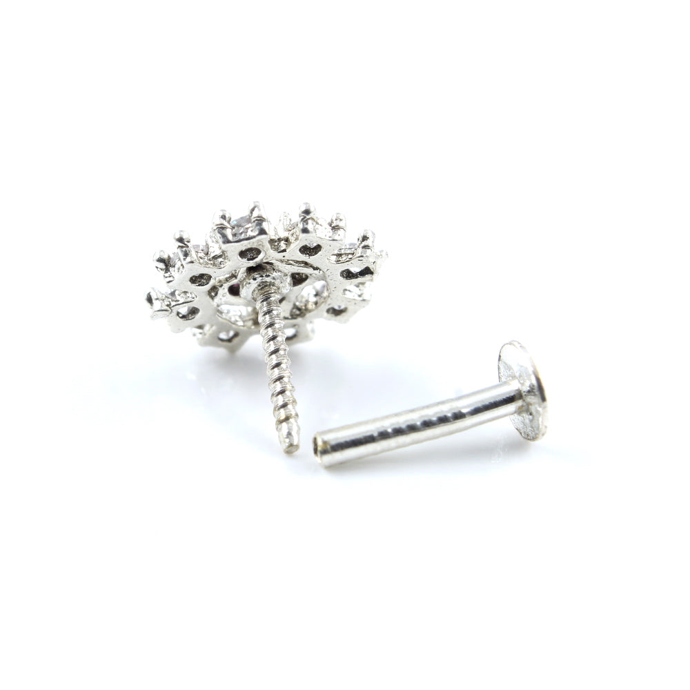 Silver Nose Pin for women with Push pin