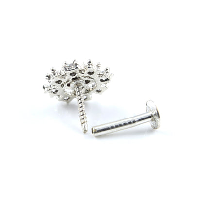 Silver Nose Pin for women with Push pin