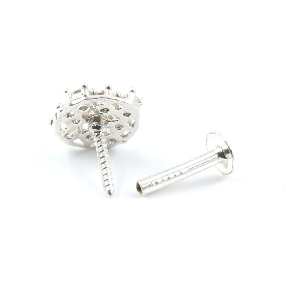 Silver Nose Pin for women with Push pin 