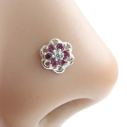 Latest Design Nose pin for women with white and pink stones