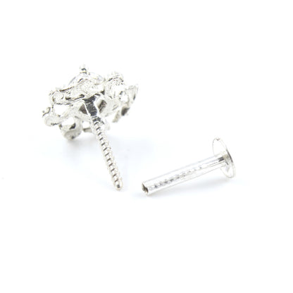 Silver Nose Pin for women with Push pin 