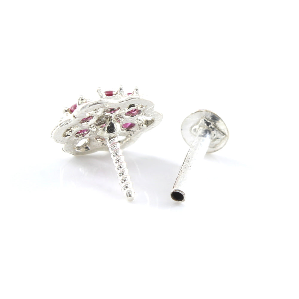 Silver Nose Pin for women with Push pin