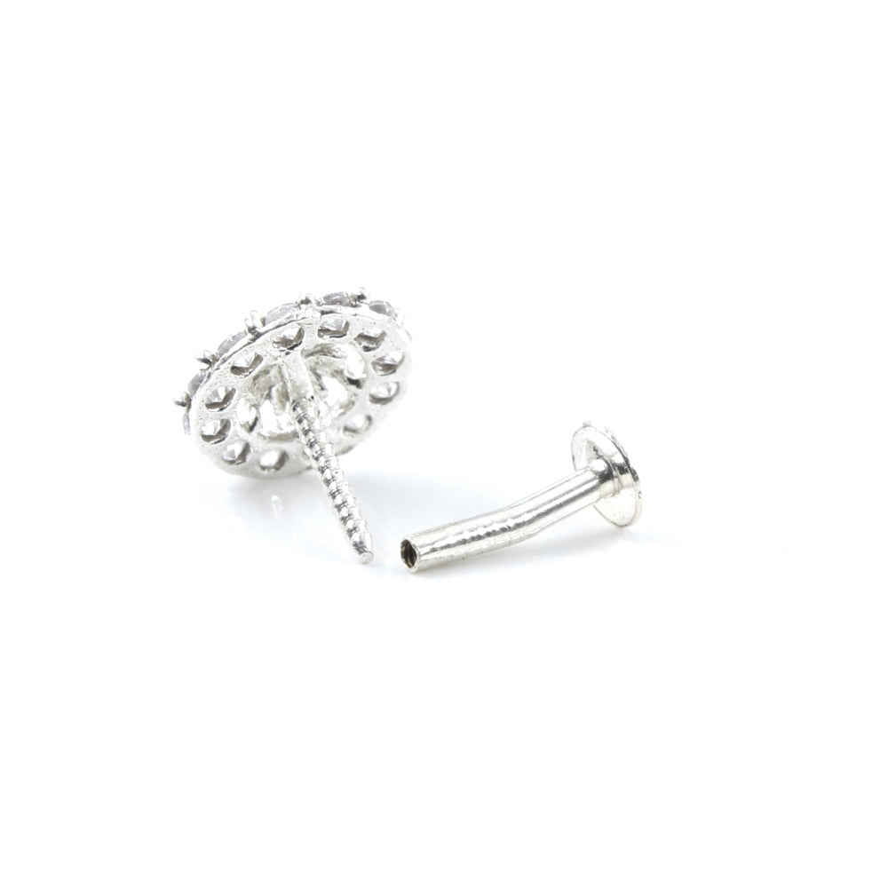 Real 925 Silver White Nose pin in Screw style