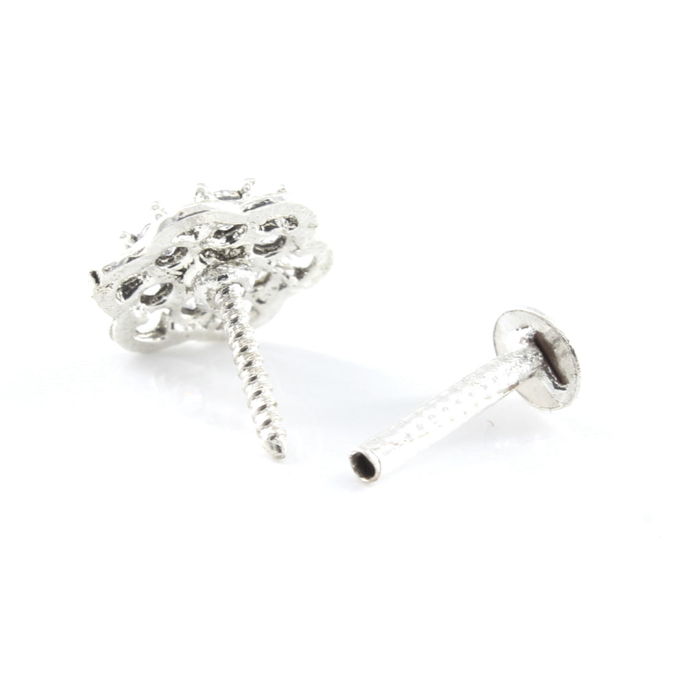 925 Real Sterling Silver CZ Screw Nose pin