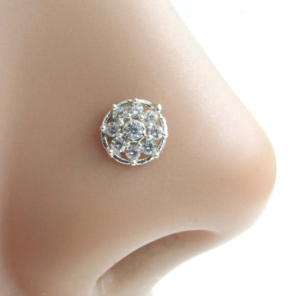 Real 925 Sterling Silver White Nose pin