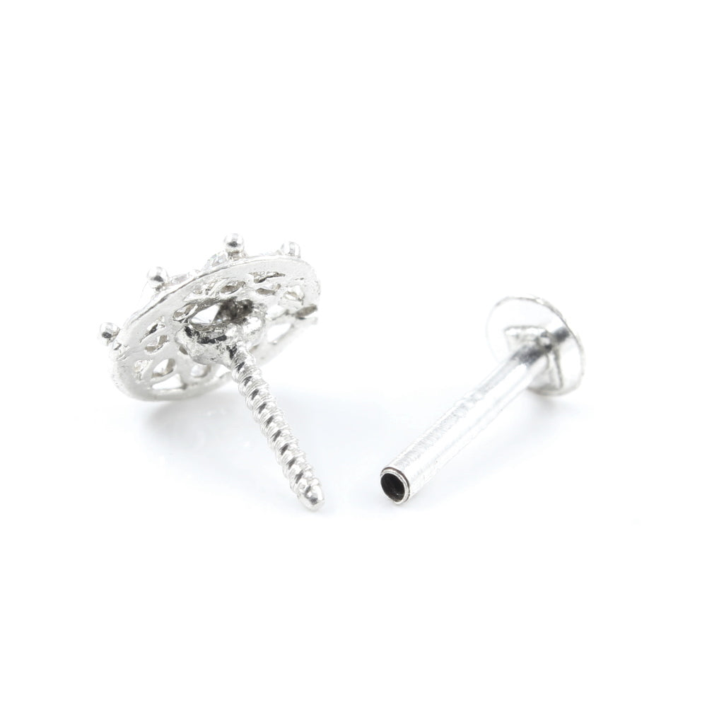 Silver Nose Pin for women with Push pin 