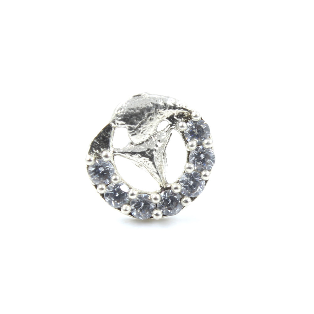 Real 925 Silver White Stone Nose pin