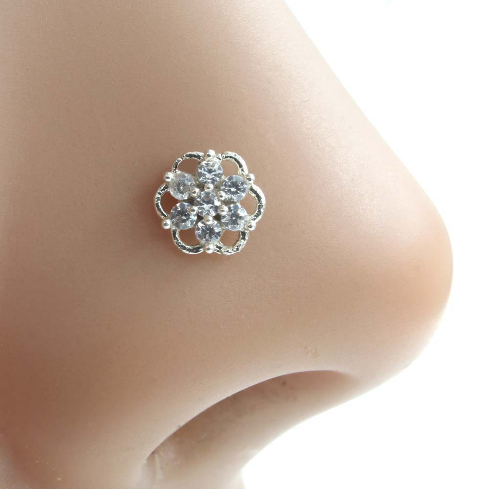 Medusa Real 925 Silver White stones Nose pin