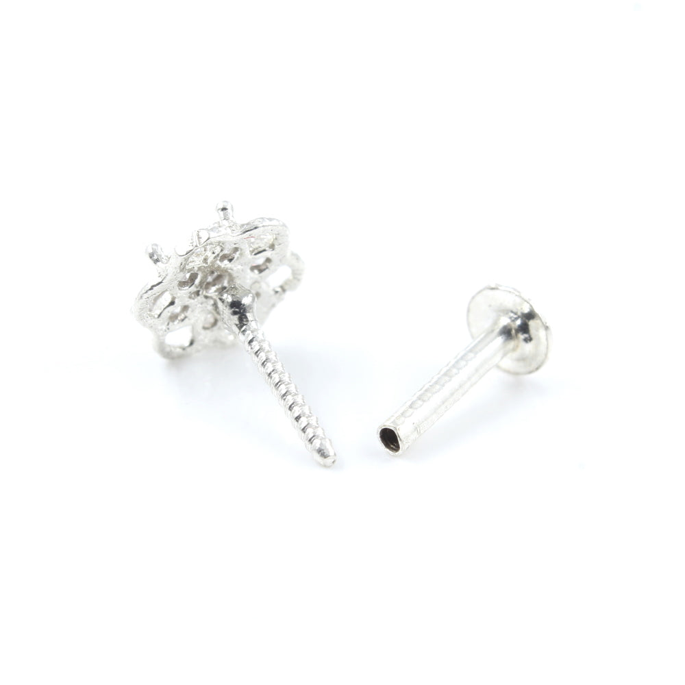 Silver Nose Pin for women with Push pin 