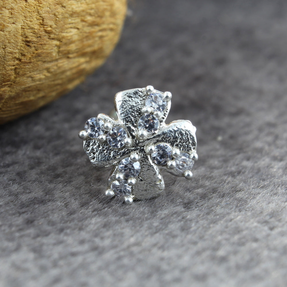 Cute Real 925 Silver White CZ Nose pin