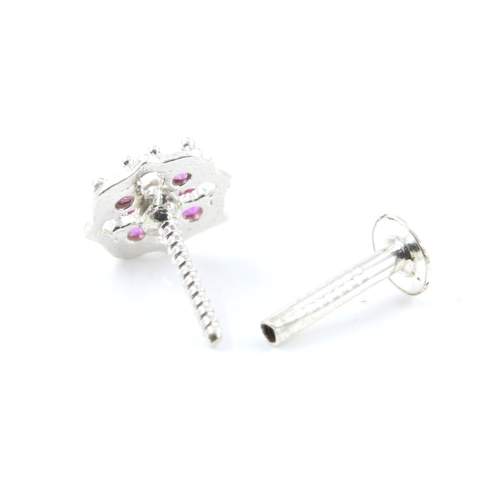 Silver Nose Pin for women with Push pin