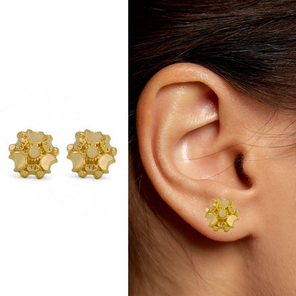 Unique 18K Real Gold Two in One women Nose pin cum Earring Gold Screw Back