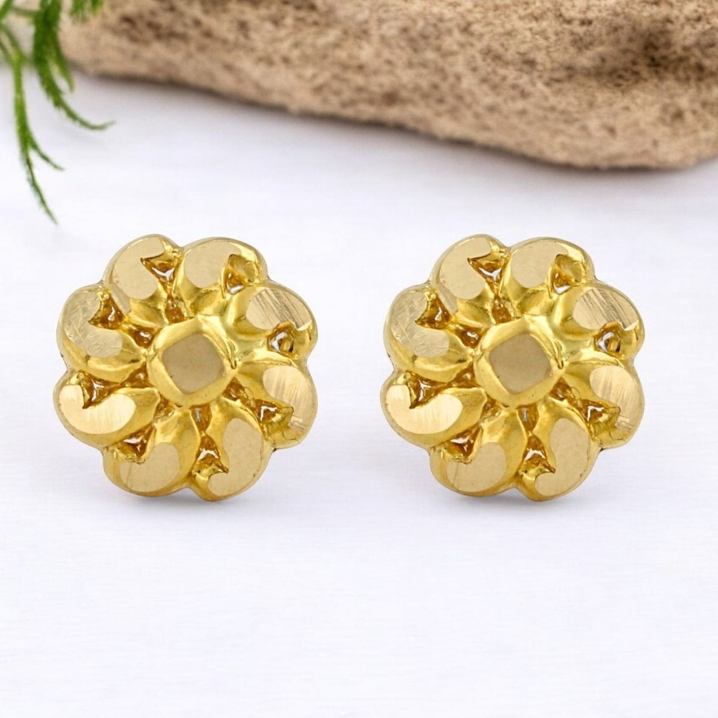 18K Real Gold Two in One women Nose pin cum Earring Gold Screw Back