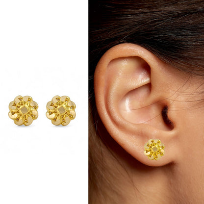 18K Real Gold Two in One women Nose pin cum Earring Gold Screw Back