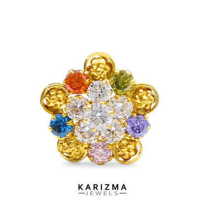 18K Real Gold Women Multicolour CZ Excellent Nose Pin nose ring Push Pin