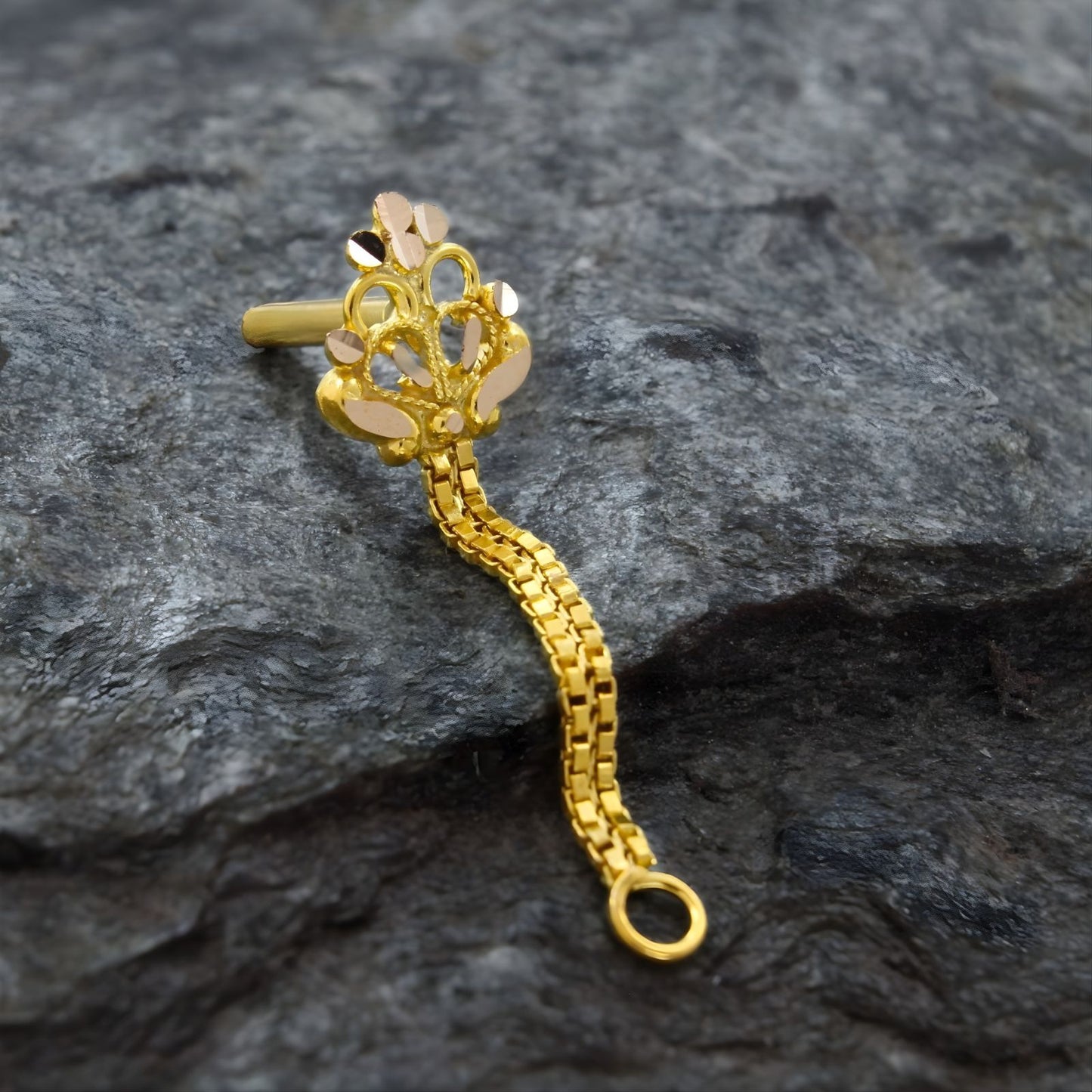 14k Real Gold Chain Style Nose Pin for Piercing