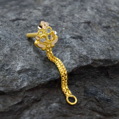 14k Real Gold Chain Style Nose Pin for Piercing