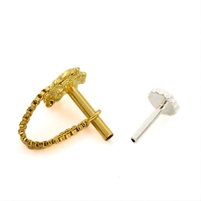 14k Real Gold Chain Style Nose Pin for Piercing